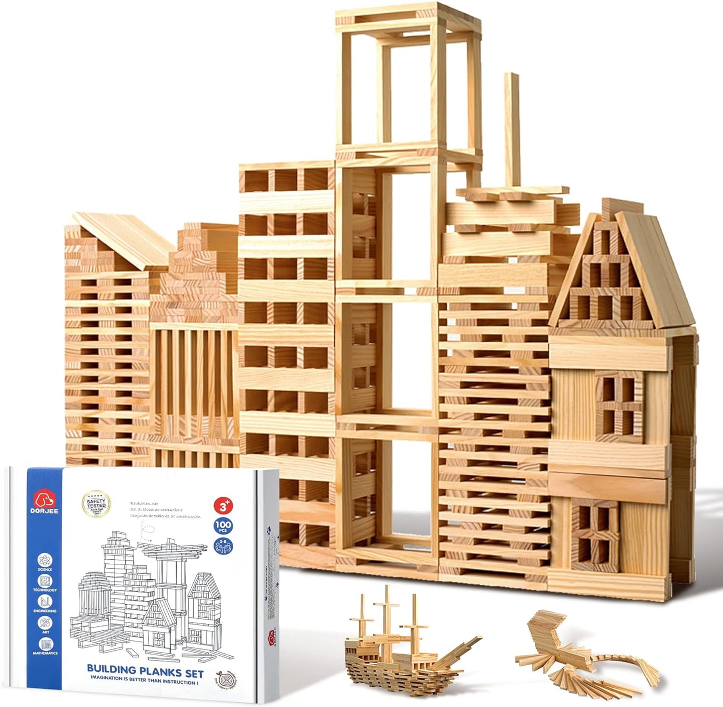 100pcs Classic Wooden Building Blocks Set