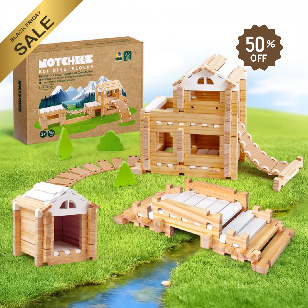 96pcs Montessori Wooden Building Blocks Set