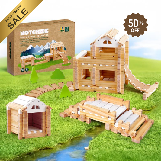 96pcs Montessori Wooden Building Blocks Set