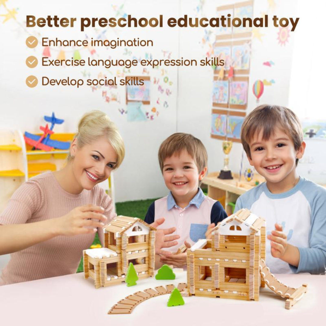 96pcs Montessori Wooden Building Blocks Set