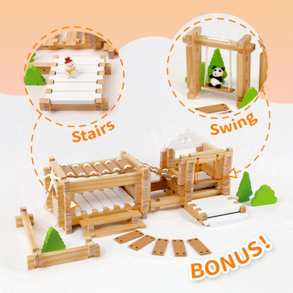 96pcs Montessori Wooden Building Blocks Set