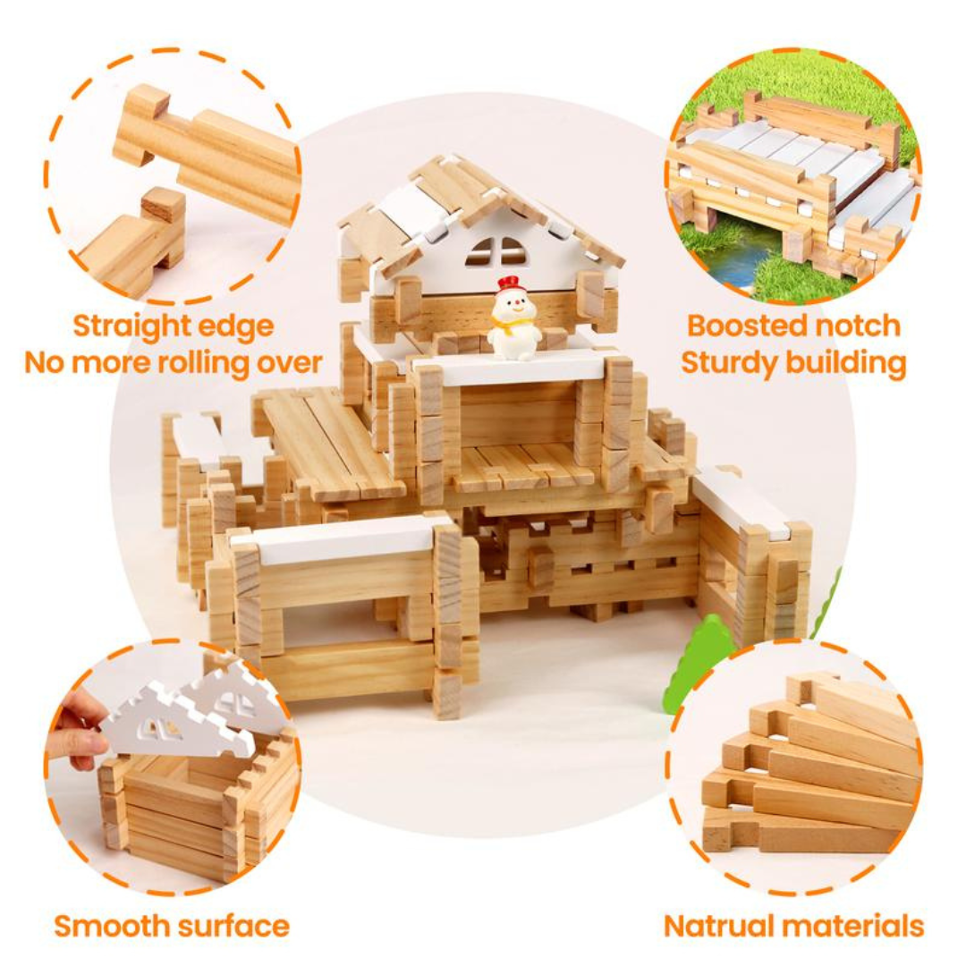 96pcs Montessori Wooden Building Blocks Set