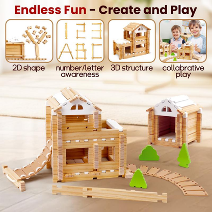 96pcs Montessori Wooden Building Blocks Set